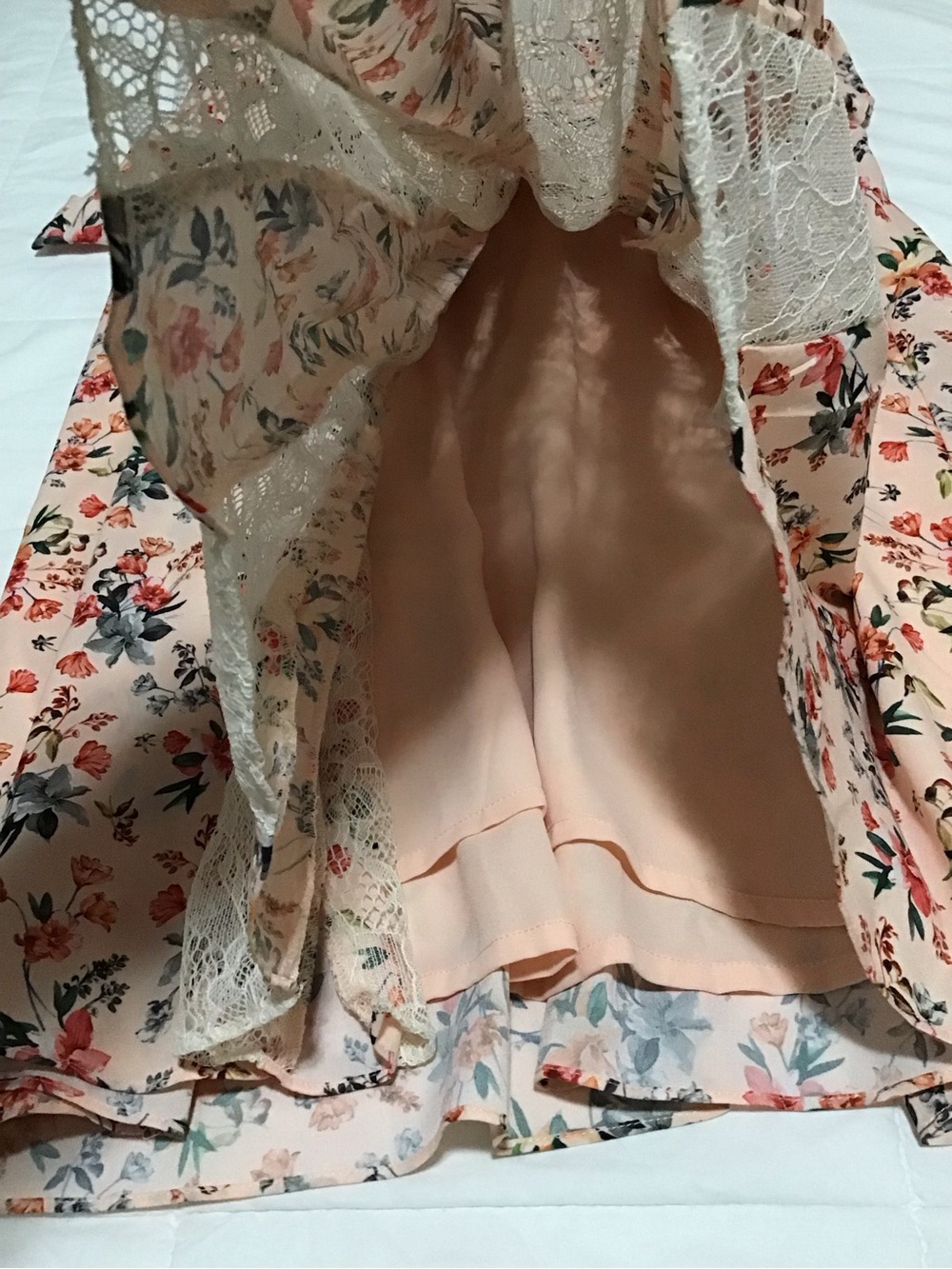 French Connection Blush Floral Lace-Trim Midi Dress Size 8 - Picture 11 of 15